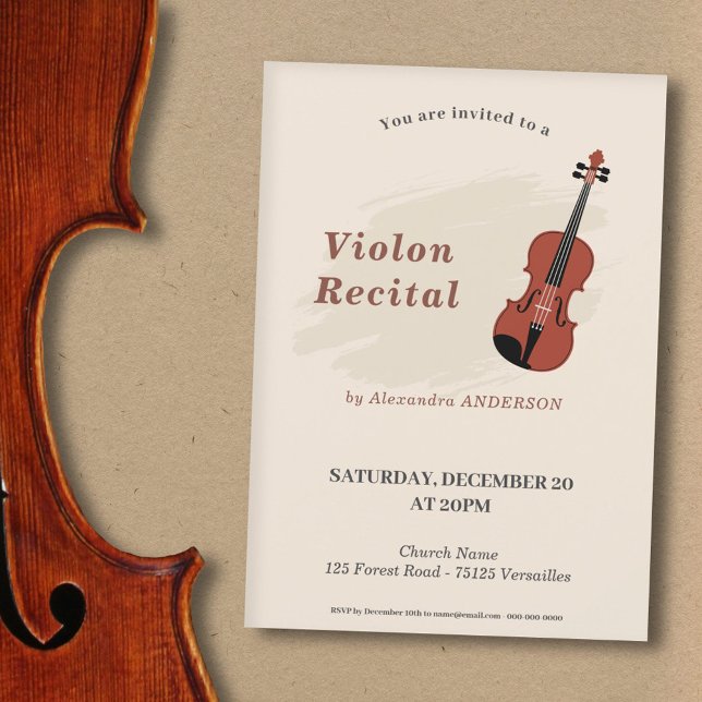 Fiolmusikrecitalinbjudan Inbjudningar (Violin Music Recital Invitation)