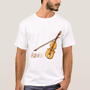 Fiolpilbågen och musik bemannar i brunt grafiskt t shirt