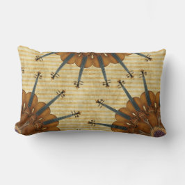 Fiolsolrosor på guld- randar lumbarkudde