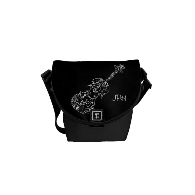 Fiolvit fodrar teckningen, anpassadeinitialer kurir väska (Framsidan)