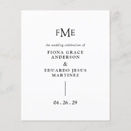 Fiona Black and White Bold Monogram Modern Bröllop