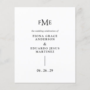 Fiona Black and White Bold Monogram Modern Bröllop