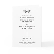 Fiona Black and White Bold Monogram Modern Bröllop