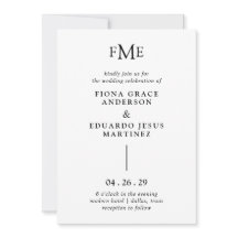 Fiona Black and White Bold Monogram Modern Bröllop