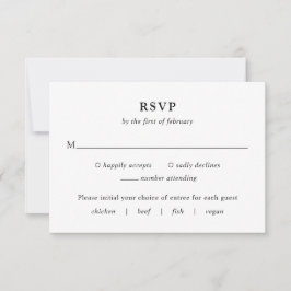Fiona Black and White Bold Monogram Modern Bröllop OSA Kort