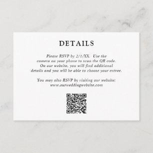 Fiona Black and White Bold Monogram Modern Bröllop Tilläggskort