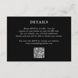 Fiona Black Bold Monogram Modern Bröllop Tilläggskort