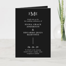 Fiona Black Fetstil Modern Bröllop Inbjudan