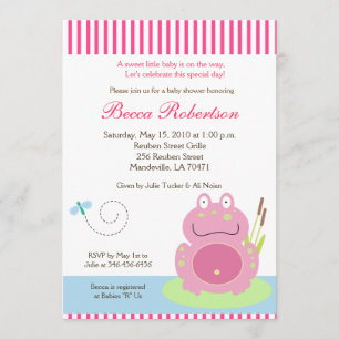 Fiona den sjö groda baby shower 5x7 inbjudan