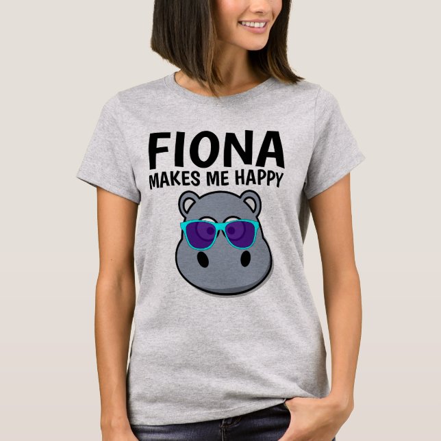 FIONA HIPPO GER MIG LYCKLIG T-shirts (Framsida)