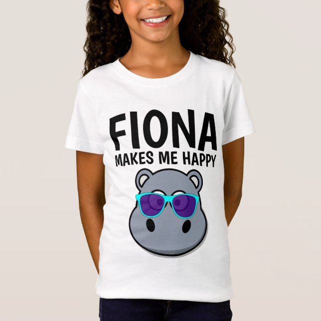 FIONA HIPPO GER MIG LYCKLIG T-shirts (Framsida)
