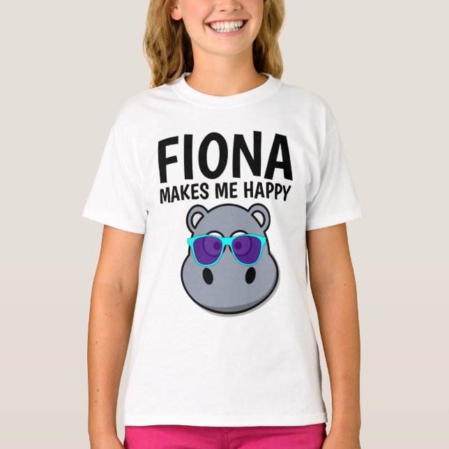 FIONA HIPPO GER MIG LYCKLIG T-shirts (Framsida)