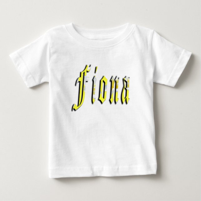 Fiona Namn I Blommig Gul, T Shirt (Framsida)