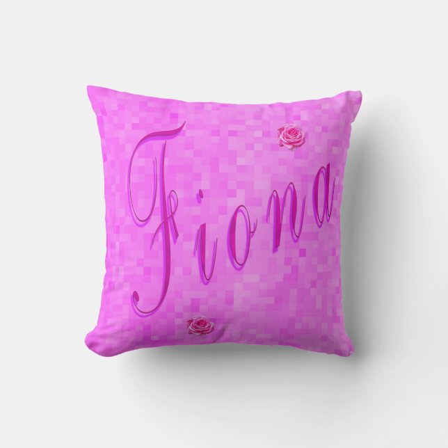 Fiona Namn Logotyp om Rosa Mosaic Kudde (Framsida)
