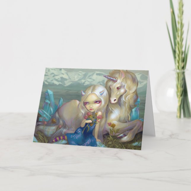 "Fiona och för unicornen" hälsningkort Kort (Framsida)