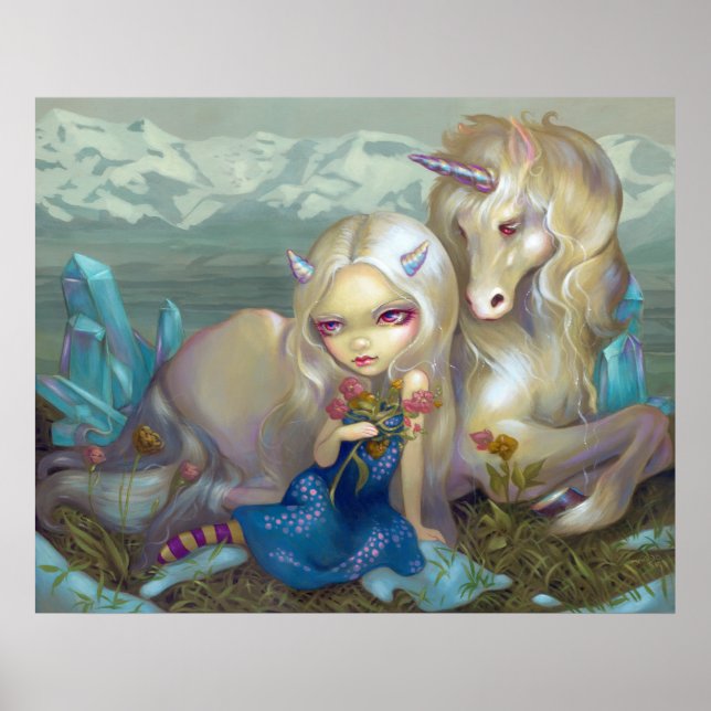 Fiona och Unicorn ART PRINT ice fairy Poster (Framsidan)