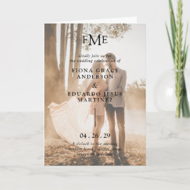 Fiona Photo Bold Monogram Modern Bröllop Inbjudan