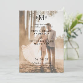 Fiona Photo Bold Monogram Modern Bröllop Inbjudningar