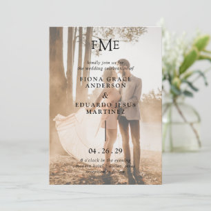 Fiona Photo Bold Monogram Modern Bröllop Inbjudningar