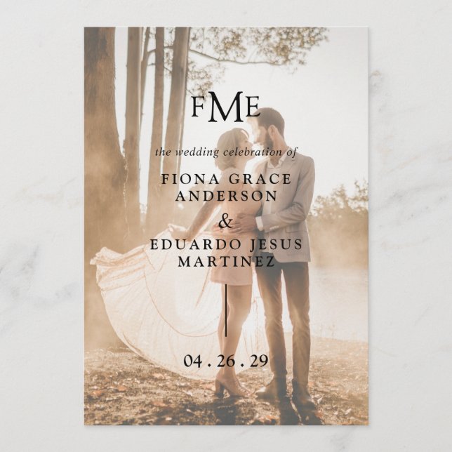 Fiona Photo Bold Monogram Modern Bröllop Program (Framsida)