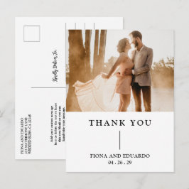Fiona Photo Bold Monogram Modern Bröllop Vykort