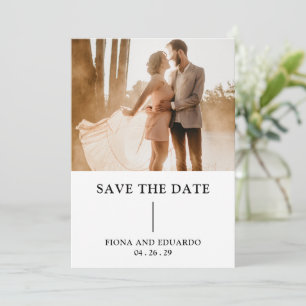 Fiona Photo Fetstil Monogram Modern Bröllop Spara Datumet