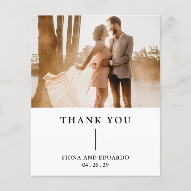 Fiona Photo Fetstil Monogram Modern Bröllop Tack (Framsida)