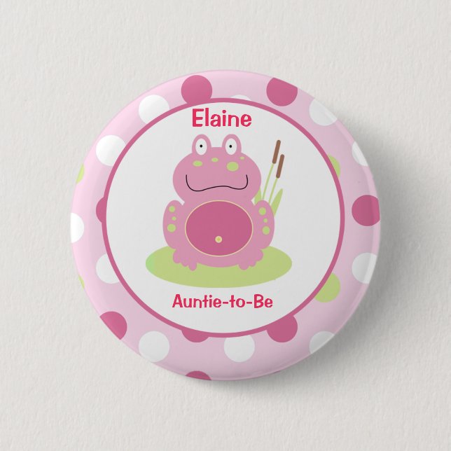 Fiona rosa Frog Customized namn bricka Button Knapp (Framsida)