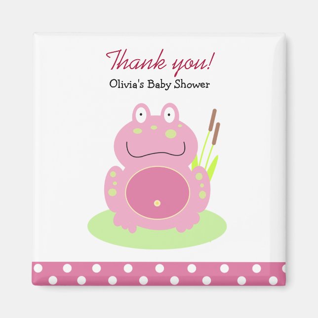Fiona Rosa Pond Frog Baby Shower Favor Magnet (Framsidan)