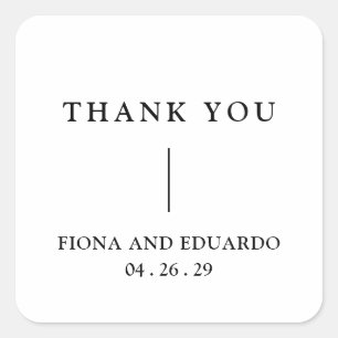 Fiona Svart och Vitt Fet Monogram Modern Bröllop Fyrkantigt Klistermärke