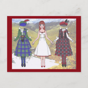 Fionna of Scotland Papper Doll Postcard Vykort