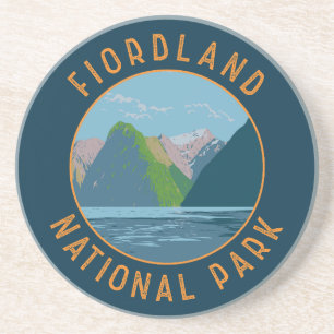 Fiordland National Park New Zealand Retro Circle Underlägg