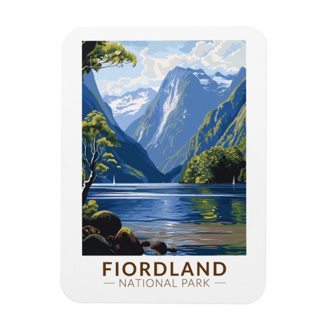 Fiordland National Park Travel Art Vintage Magnet (Vertikal)