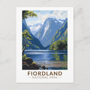 Fiordland National Park Travel Art Vintage Vykort