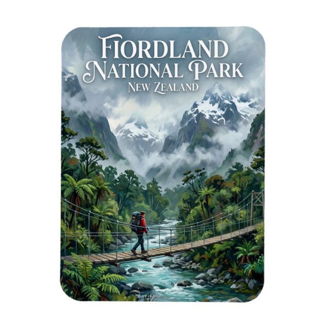 Fiordland nationalpark Nya Zeeland Magnet (Vertikal)