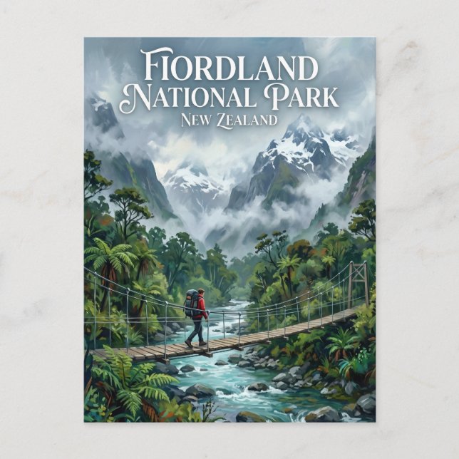 Fiordland nationalpark Nya Zeeland Vykort (Framsida)