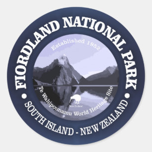 Fiordlands nationalpark runt klistermärke