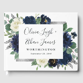 Fiorella Blommigten Bröllop vid marinblått och Sil Gästböcker