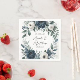 Fiorella Blommigten Bröllop vid marinblått och Sil Pappersservett