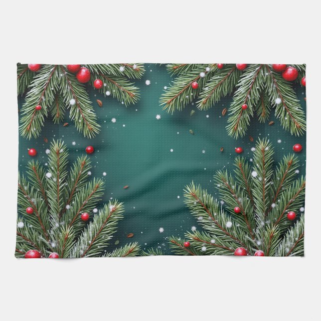 Fir Branches, Christmas, Author Natasha Us   Kökshandduk (Horisontell)