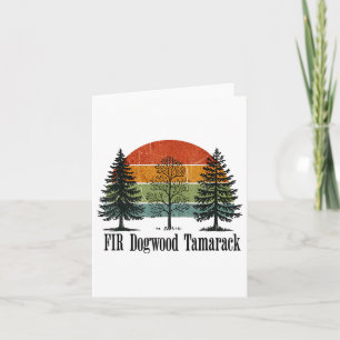 Fir Dogwood Tamarack Retro Vintage Träd P Kort
