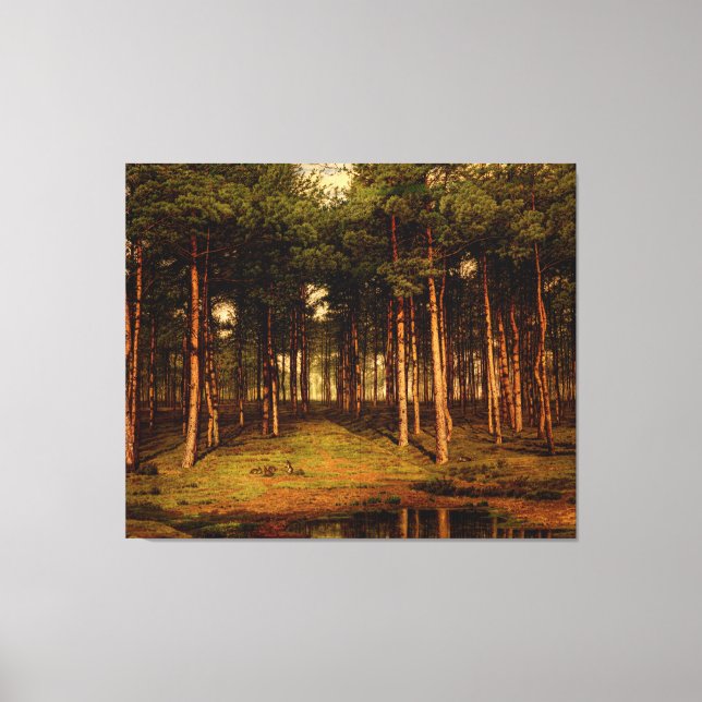 Fir Forest in Putte with Rabbits Jean Lamorinière Canvastryck (Framsida)