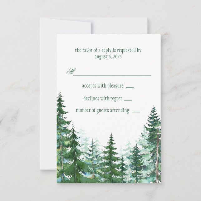 Fir Gran Bröllop RSVP OSA Kort (Framsida)