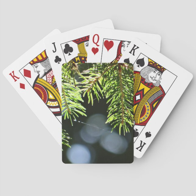 Fir gräs nål med bokeh casinokort (Baksidan)