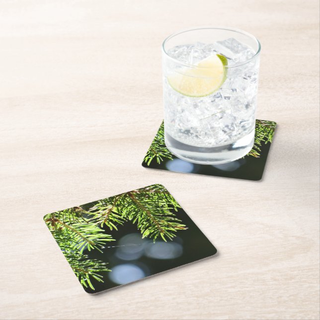 Fir gräs nål med bokeh underlägg papper kvadrat (Insitu)
