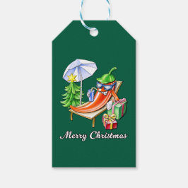 Fir Grönt God jul Chili Character Chilling Presentetikett