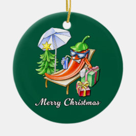 Fir Grönt Round God jul Chili Julgransprydnad Keramik