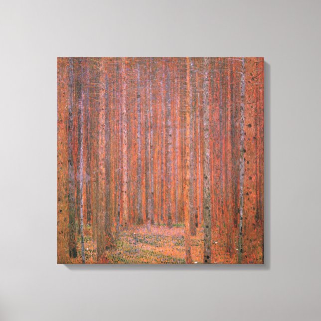 Fir Träd Forest (av Gustav Klimt) Canvastryck (Framsida)