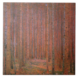 Fir Träd Forest (av Gustav Klimt) Kakelplatta