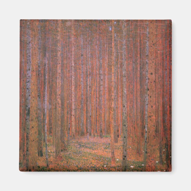 Fir Träd Forest (av Gustav Klimt) Magnet (Framsidan)